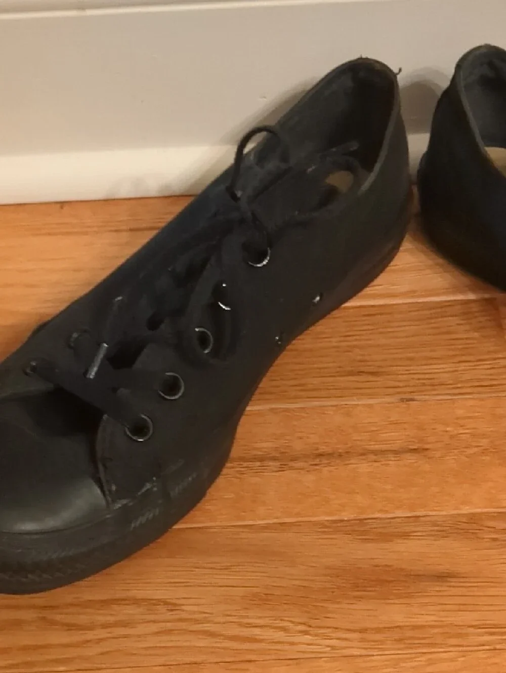 Converse Low Top Sneakers in Solid Black - Picture 2 of 12